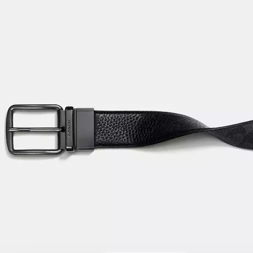 Coach Harness Buckle Cut To Size Reversible Belt Black 50" New‎ With Tags - Picture 2 of 8